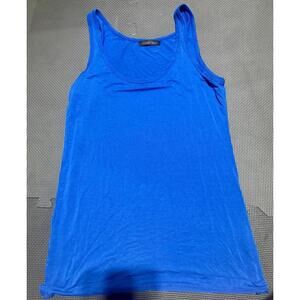 Emily Blu Womens Crew Neck Sleeveless Rayon Blue Beach T Shirt Top Tank Top